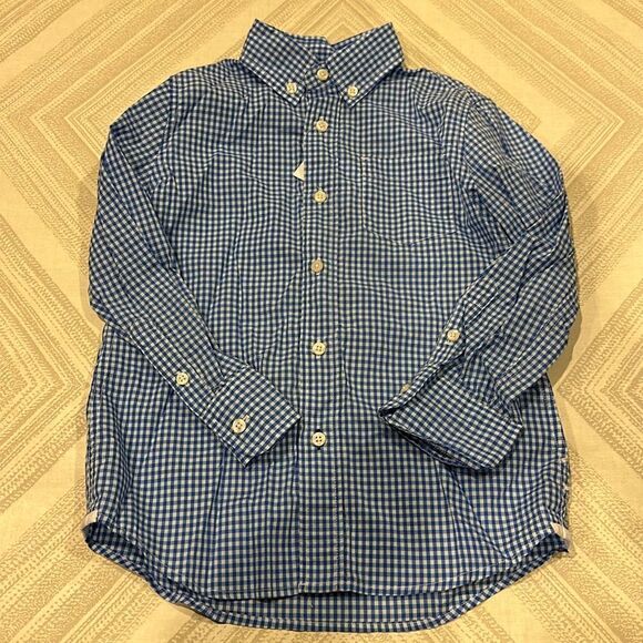 Crewcuts Boys Blue & White Gingham Light Weight Button Down Shirt - Picture 1 of 6